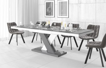 Stół rozkładany XENON LUX 160 - Szary / Biały (nogi mieszane)